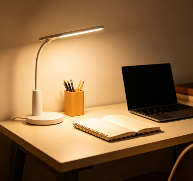 Dimmable LED Desk Lamp with USB Charging Port, 5 Color Modes Eye-Caring Table Light Auto Timer for Office Study Bedroom