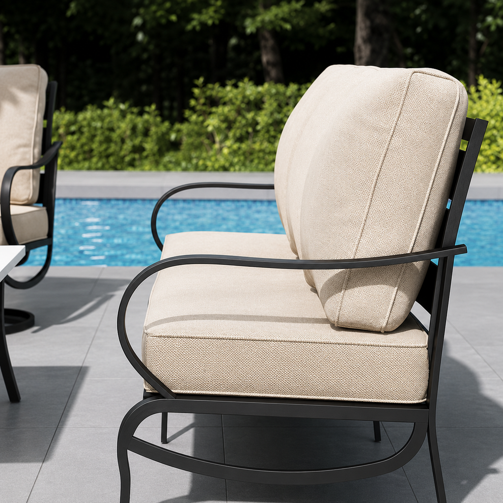 Outdoor Patio Sofa Set PE Rattan Wicker Conversation Furniture Waterproof Cushioned Garden Sofa for Backyard Balcony Poolside Porch