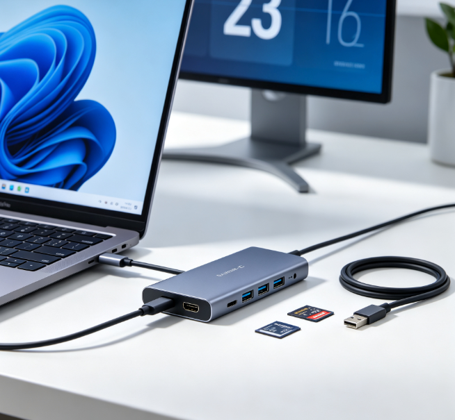 7-in-1 USB C Hub Multiport Adapter, Type C Dock with 4K HDMI, USB 3.0, SD/TF Card Reader Fast Charging for Laptop Tablet